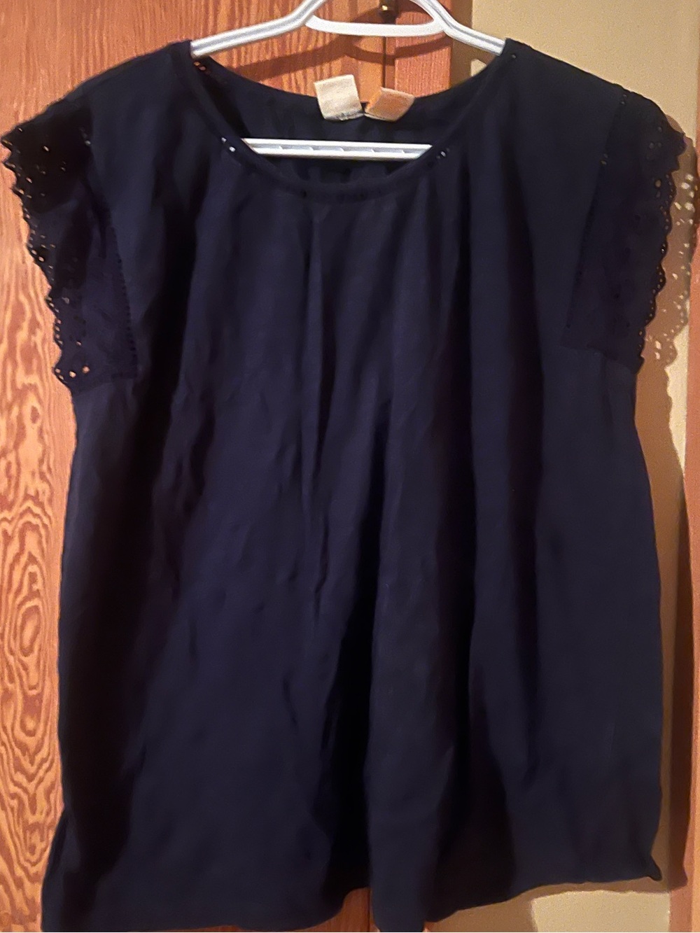 Women's Navy Blue Eyelet Sleeve shirt